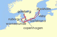 Cruise itinerary map for AIDA 10 Nacht Stadte der Ostsee ab Warnemunde 2 (128610)