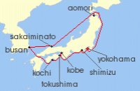 Cruise itinerary map for Princess Cruises 11 Night Circle Japan with Nebuta & Summer Festivals (124833)