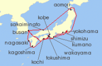 Cruise itinerary map for Princess Cruises 21 Night Grand Circle Japan with Nebuta & Summer Festivals (124834)