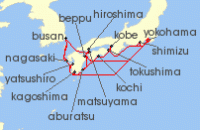 Cruise itinerary map for Princess Cruises 23 Night Grand Japan Cherry Blossoms (137304)