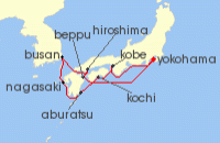 Cruise itinerary map for Princess Cruises 11 Night Japan Explorer Cherry Blossoms (137303)