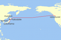 Cruise itinerary map for Royal Caribbean Cruises 15 Night Tokyo To Vancouver Cruise (127187)