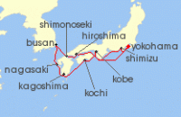 Cruise itinerary map for Princess Cruises 11 Night Japan Explorer (124859)