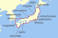 Cruise itinerary map for Princess Cruises 14 Night Grand Circle Japan with Fall Foliage (137333)