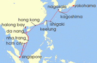 Cruise itinerary map for Princess Cruises 24 Night Japan & Southeast Asia with Halong Bay (132532)