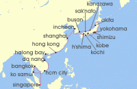 Cruise itinerary map for TUI Cruises 43 Nachte - Weltentdecker-Route - Ab Tokio/Bis Singapur (139997)