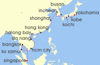 Cruise itinerary map for TUI Cruises 28 Nachte - Faszination Asien - Ab Tokio/Bis Singapur (140000)