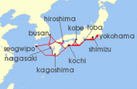Cruise itinerary map for Princess Cruises 17 Night Grand Japan (130571)