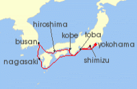 Cruise itinerary map for Princess Cruises 10 Night Japan Explorer (124855)