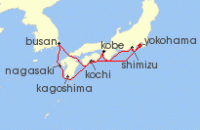 Cruise itinerary map for Celebrity Cruises 12 Night Best of Japan (129931)