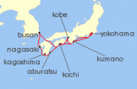 Cruise itinerary map for Princess Cruises 10 Night Japan Explorer with Kumano Fireworks (137326)