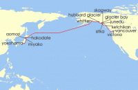 Cruise itinerary map for Princess Cruises 22 Night Alaska & North Pacific Crossing (127143)