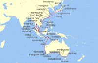 Cruise itinerary map for Oceania Cruises 63 Night Opulent Asia to Outback Tokyo to Sydney (138749)
