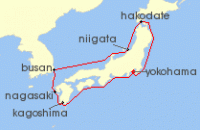 Cruise itinerary map for Princess Cruises 9 Night Circle Japan (137318)