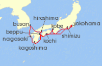 Cruise itinerary map for Oceania Cruises 11 Night The Shoguns Path Tokyo to Tokyo (138577)