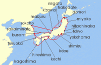 Cruise itinerary map for Holland America Line 28 Night Circle Japan (139383)