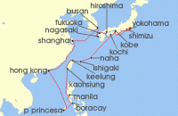 Cruise itinerary map for Holland America Line 28 Night The Philippines, China & Japan Collector (141536)