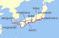 Cruise itinerary map for Princess Cruises 10 Night Japan Explorer (137310)