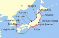 Cruise itinerary map for Princess Cruises 12 Night Circle Japan Cherry Blossoms (137307)