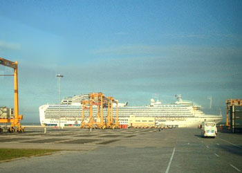 Sapphire Princess docked at Tang Cang Cai port, 3 miles (5 km) from the town of Phu My